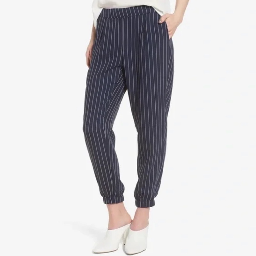 NWT Trouve Navy Striped Pants Emma Stripe Trousers Size 00